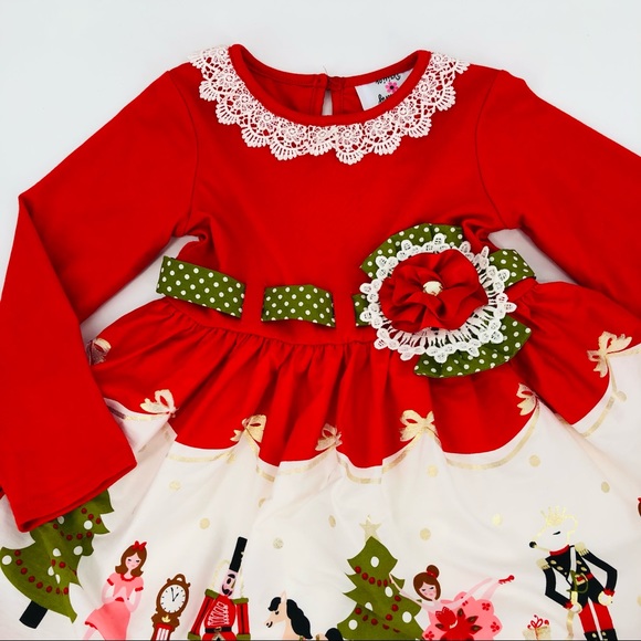 NWT Counting Daisies Nutcracker Print Holiday Christmas Ruffle Skirt Dress NEW - Picture 3 of 12